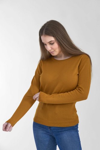 Dámský vlněný svetr Merino Extra - Velikost: XS, Barva: Žlutohnědá