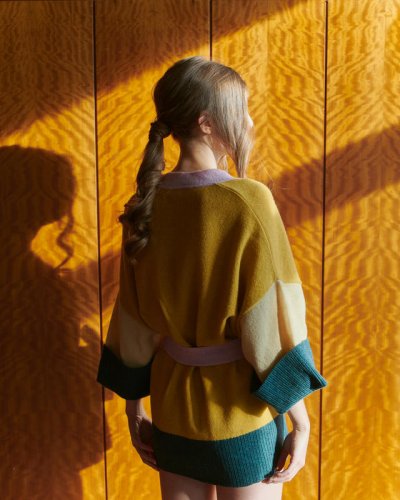 Dámské vlněné kimono - Farba: Žlutá, Velikost: L