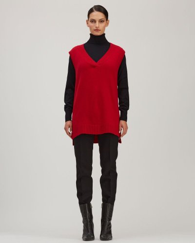 Dámská vlněná vesta Lambswool - Farba: Červená, Veľkosť I rozmer: XL