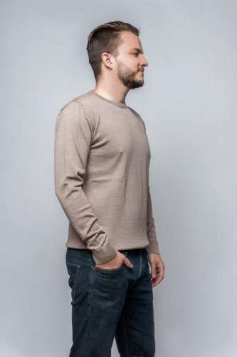 Pánský vlněný svetr Merino - Barva: Šedá, Velikost: XL