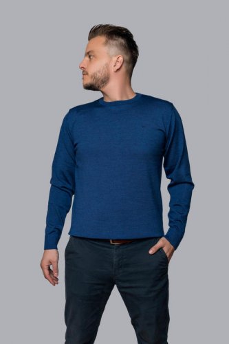 Pánský vlněný svetr Merino - Velikost: S, Barva: Modrá