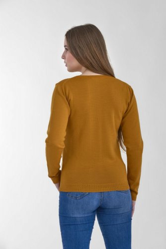 Dámský vlněný svetr Merino Extra - Barva: Žlutohnědá, Velikost: XL
