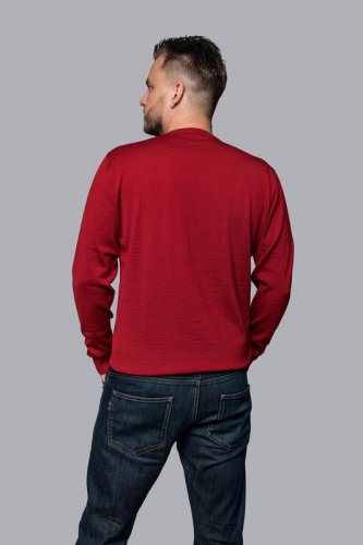 Pánský vlněný svetr Merino - Velikost: L, Barva: Červená