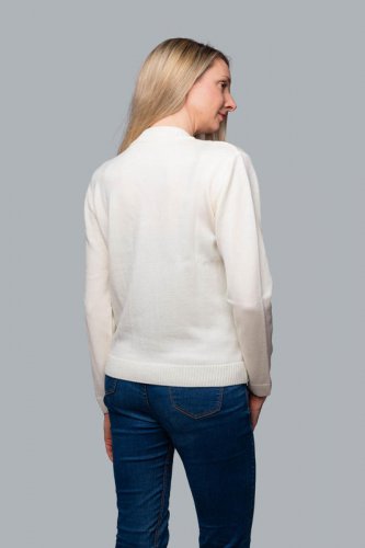 Dámský vlněný svetr Merino se vzorem - Barva: Béžová, Velikost: XS