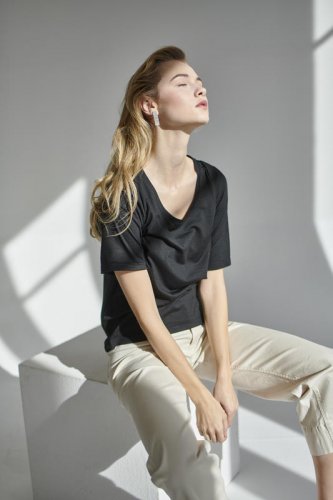 Dámské tričko Merino Basic 140 - Farba: Černá, Veľkosť I rozmer: XS
