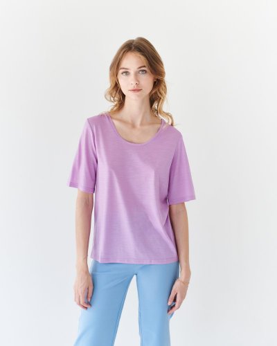 Dámské tričko Merino Basic 140 - Barva: Tmavě fialová, Velikost-rozměr: XL