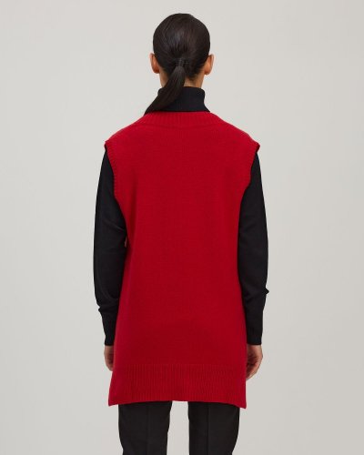 Dámská vlněná vesta Lambswool - Barva: Červená, Velikost-rozměr: M