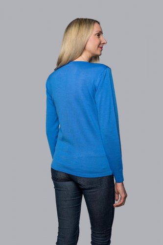 Dámský vlněný svetr Merino - Barva: Světle modrá, Velikost: XL