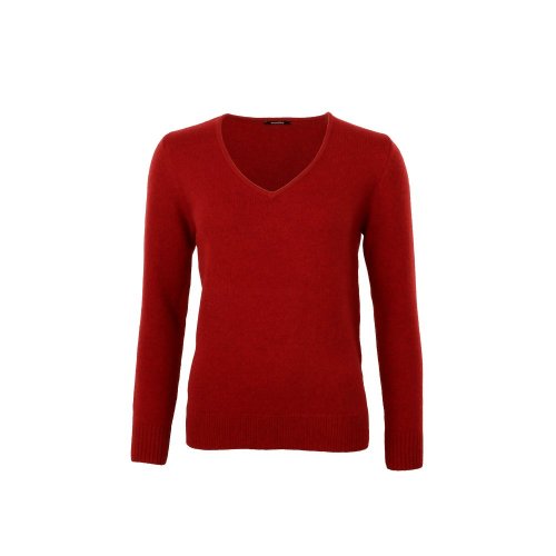 Dámský vlněný svetr s výstřihem Kašmír - Farba: Skořicová, Veľkosť I rozmer: XS